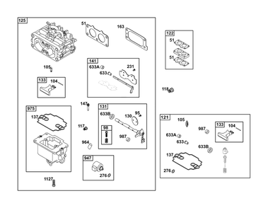 Carburetor Group Diagram and Parts List for 385777-0010-B5  Briggs and Stratton Engine